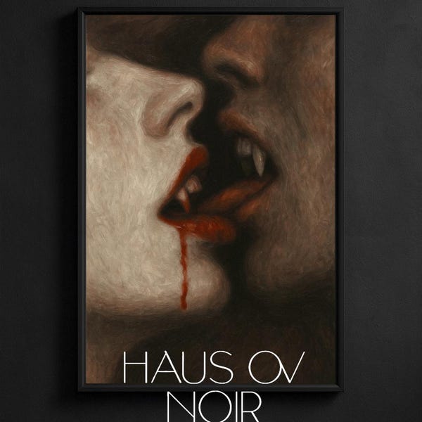 Vampire Kiss Gothic Art Poster – Dark Academia Romantic Horror Print