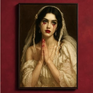 Gothic Vampire Bride Art Print – Dark Romanticism, Horror Decor