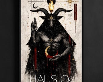 Baphomet Art Print – Occult Horned God Wall Decor, Esoteric Altar Art