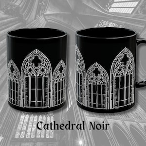 Black Cathedral Mug , Gothic Mug , 11oz, 15 oz, Witchy Mug, Occult Mug, Alternative , Gothic Drink, Magical Mug, Gothic Home, Kitchen