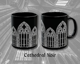 Black Cathedral Mug , Gothic Mug , 11oz, 15 oz, Witchy Mug, Occult Mug, Alternative , Gothic Drink, Magical Mug, Gothic Home, Kitchen