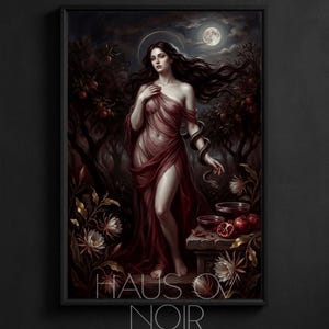 Lilith konsttryck - Mörk gudinna, måne gotisk ockult häxa fantasidekor, väggkonst