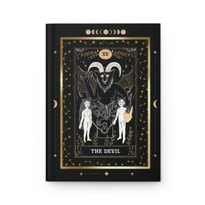 EL DIABLO Tarot Carta Tapa Dura Diario Mate / Oro Negro / Celestial / Astrología Mística Mágica / Manifestación / Brujería / Gótica