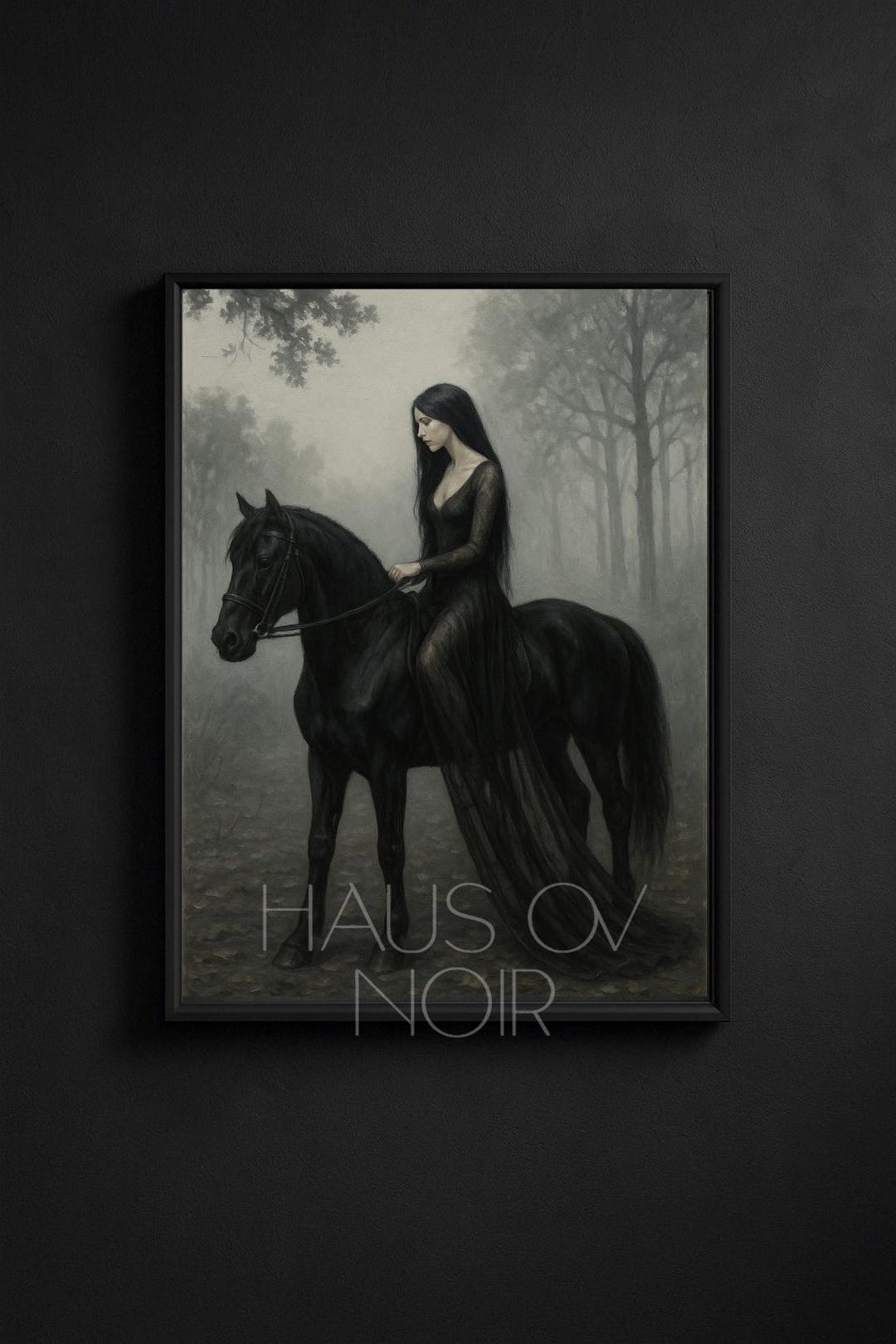 The Mourning Rider | Gothic Horse Rider Art Print | Dark Romantic ...