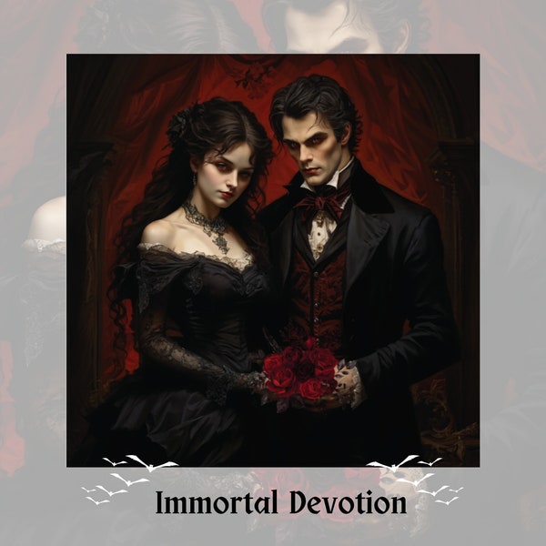 Immortal Devotion Vampire Matte Vertical Poster, Gothic Poster, Vampire Poster, Goth Art, Victorian, Gothic Home Decor, Vampire Home, Gift