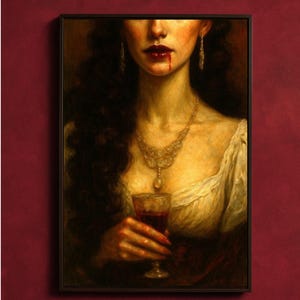 Crimson Toast - Vampire Gothic Wall Art Poster | Dark Romantic Horror Print | Victorian Wall Art |  Baroque Decor | Witchy | Dark Art