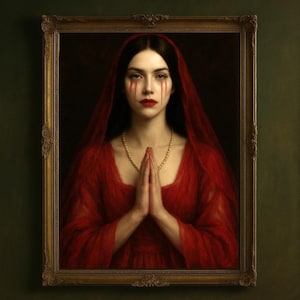 The Penitent - Gothic Vampire Wall Art | Dark Romanticism Print | Victorian Wall Art  Fine Art Poster | Baroque Horror Decor |Witch |Macabre