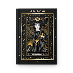 LA TEMPERANCIA Tarot Carta Tapa Dura Diario Mate / Oro Negro / Celestial / Astrología Mística Mágica / Manifestación / Brujería / Gótica
