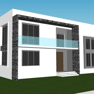 Modern 4 Bedroom House PDF CAD FILE Detached Single Family Residence Large House Plans Contemporary House image 1