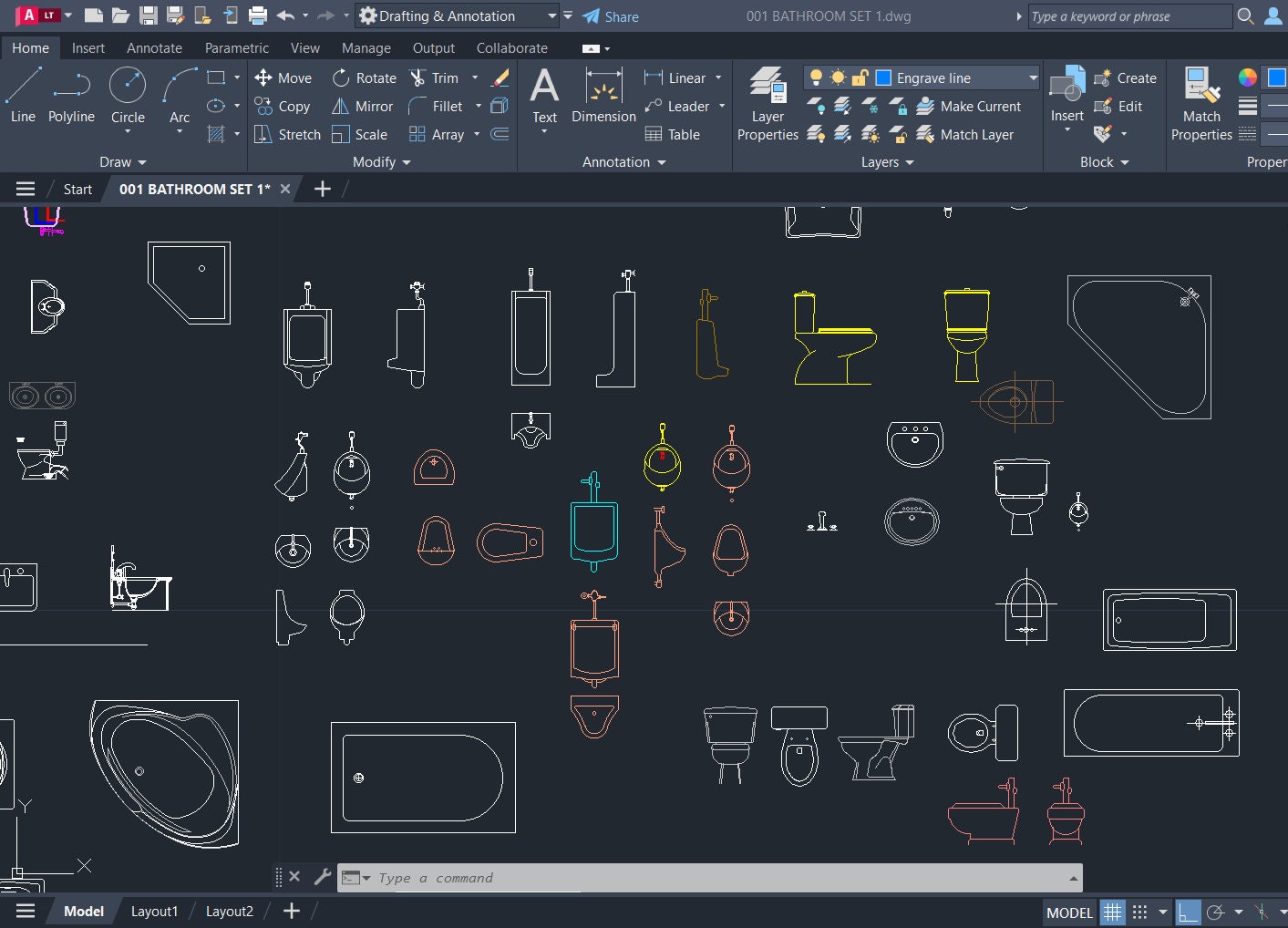 Bathroom CAD File Set 001 | Architectural Autocad Blocks | Services ...