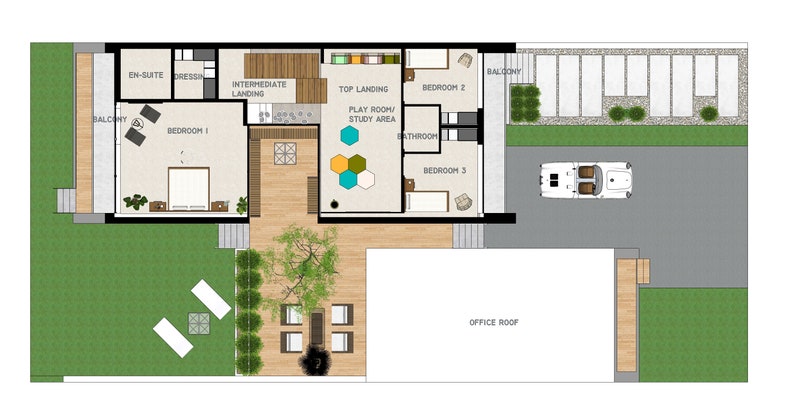 Villa Z Modern 3 Bedroom Detached House with Workshop PDF Plans AutoCAD file 52'x75' home Family Residence Off the Grid Lifestyle image 4