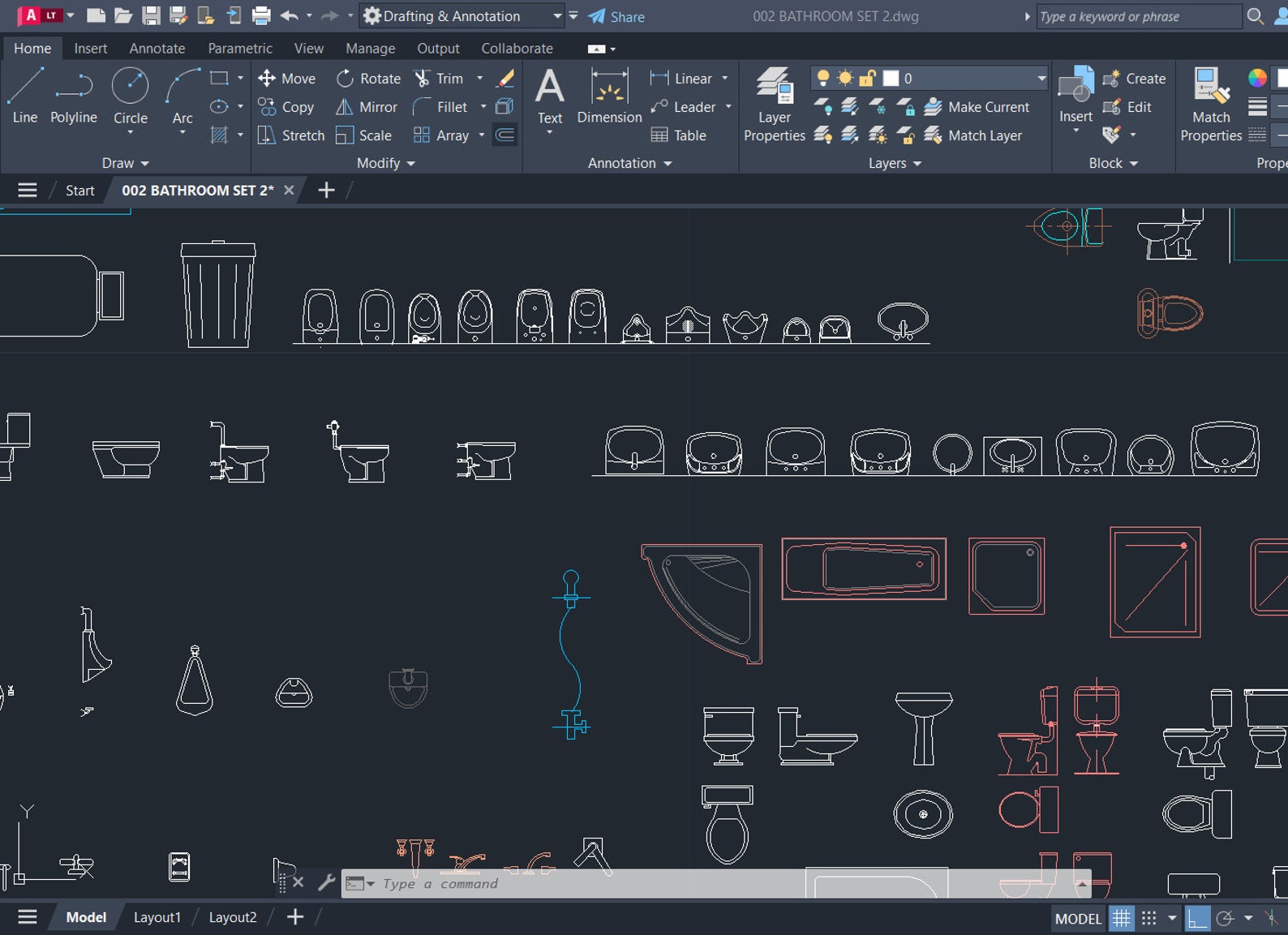 Bathroom CAD Blocks Set2 | Plumbing & Interior Design (DWG File) - Etsy