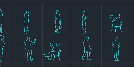 People Sitting Silhouette Dwg