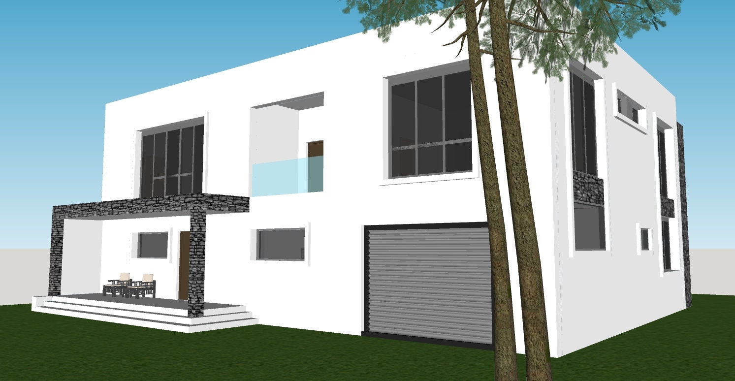 Modern 4 Bedroom House Plans | PDF + CAD File - Etsy