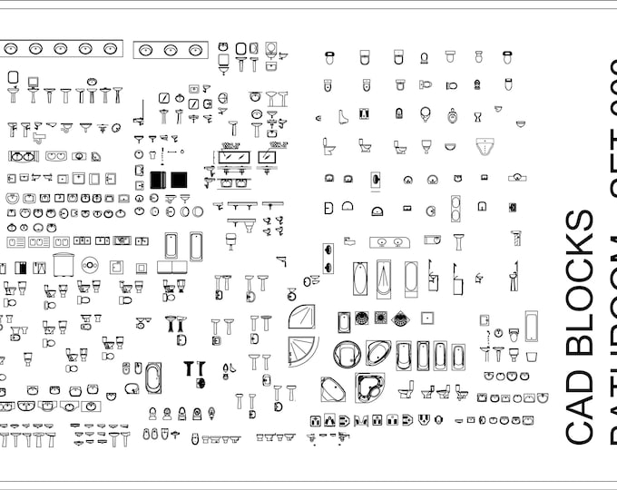 Bathroom CAD File Set 003 Architectural Autocad Blocks Services Blocks ...