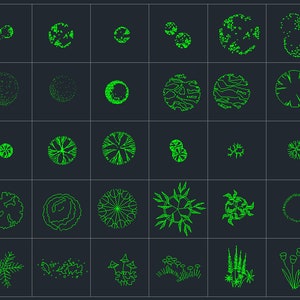 100 Trees Landscape 2D CAD Set 001 | Architectural Autocad Blocks | Plants blocks | Trees Plan Elevation Blocks | Flowers Shrubs Vectors