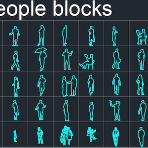 50 People Blocks 2D AutoCAD Set 001 | Architectural CAD Blocks | Women Men Children blocks | Plan Elevation Blocks | People Vectors