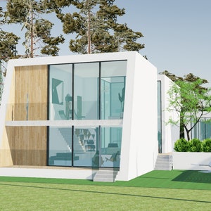 Villa Z - Modern 3 Bedroom Detached House with Workshop | PDF Plans + AutoCAD file | 52&#39;x75&#39; home | Family Residence Off the Grid Lifestyle