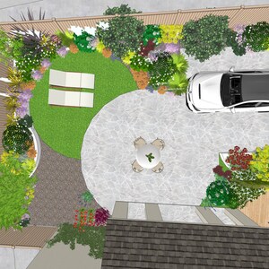 British Cottage Garden Design modelo 3D | UK Landscape Design | Back Garden Plan | Sketchup modelo 3D Arquivo digital Download instantâneo
