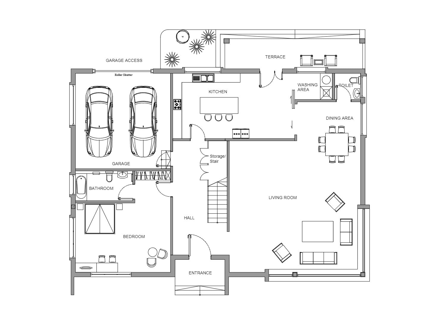 Modern 4 Bedroom House Plans | PDF + CAD File - Etsy