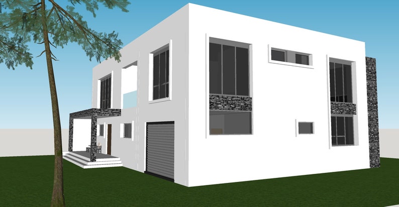 Modern 4 Bedroom House PDF CAD FILE Detached Single Family Residence Large House Plans Contemporary House image 5