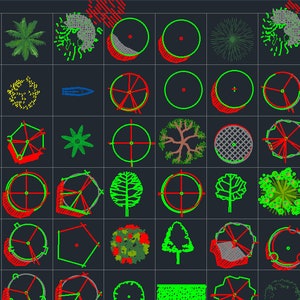 100 Trees Landscape 2D CAD Set 002 | Architectural Autocad Plants Trees Plan Elevation Blocks | Flowers Shrubs Vectors Meters Inches
