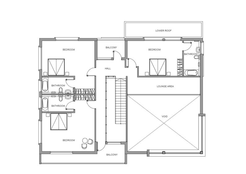 Modern 4 Bedroom House PDF CAD FILE Detached Single Family Residence Large House Plans Contemporary House image 7