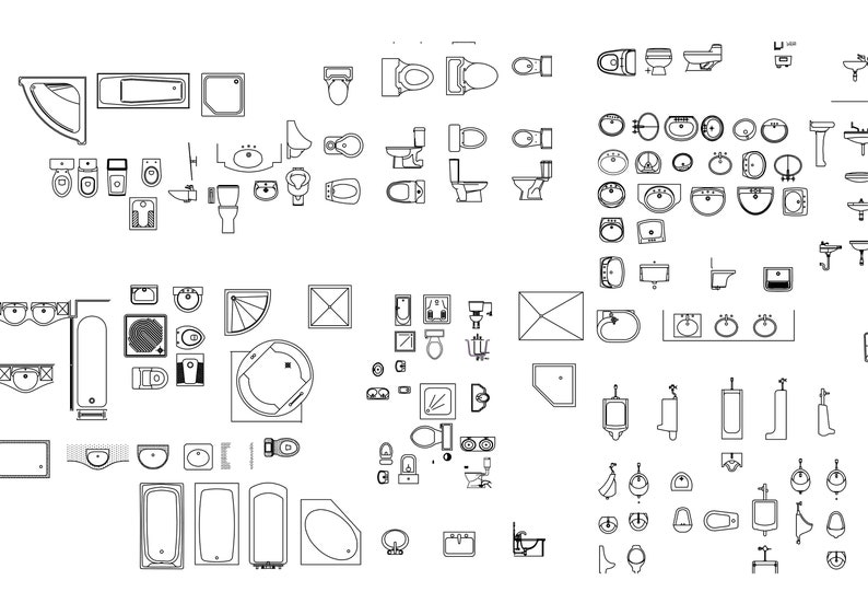 Bathroom CAD File Set 001 Architectural Autocad Blocks Services