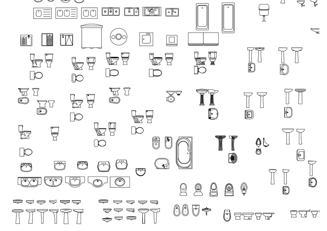 Bathroom CAD File Set 003 | Architectural Autocad Blocks | Services ...