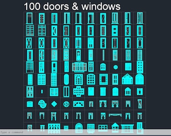 100 Doors & Windows CAD Blocks | Architecture AutoCAD Set (DWG File)