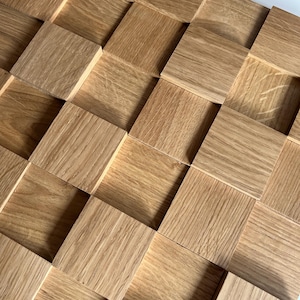 Wandpaneele aus Eichenmosaik, 3D-Holz-Akzentwand, Wanddekoration aus Naturholz