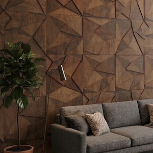 Origami houten wanddecoratie, 3D geometrische houten decoratie, moderne wandsculptuur, Scandinavisch interieur, doe-het-zelf huisdecoratie