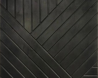 Panneau mural décoratif - Lignes symétriques - Couleur noire - Panneau mural géométrique en bois - Décoration murale à agencer à votre guise - UNE SEULE PIÈCE - ÉCHANTILLON