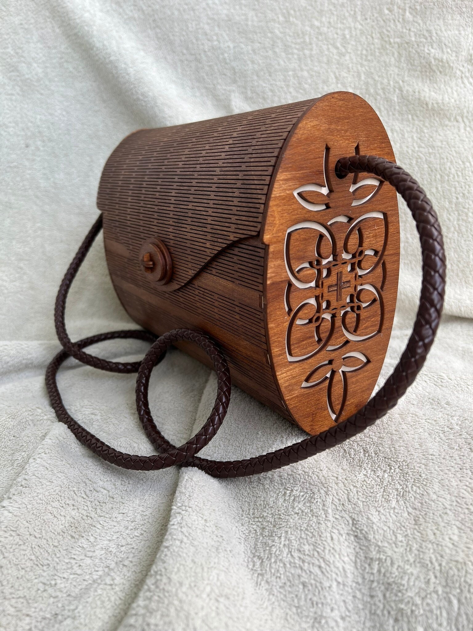 Wooden Frame Boho Handbag