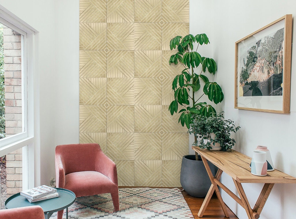 Decorative Wall Panel Symmetric Lines BLACK COLOR Wooden Geometric Wall