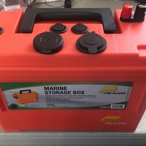 General Orange Battery Box with 12 Volt and USB.  Good for Fishing, Hunting, Camping, Boating, etc.