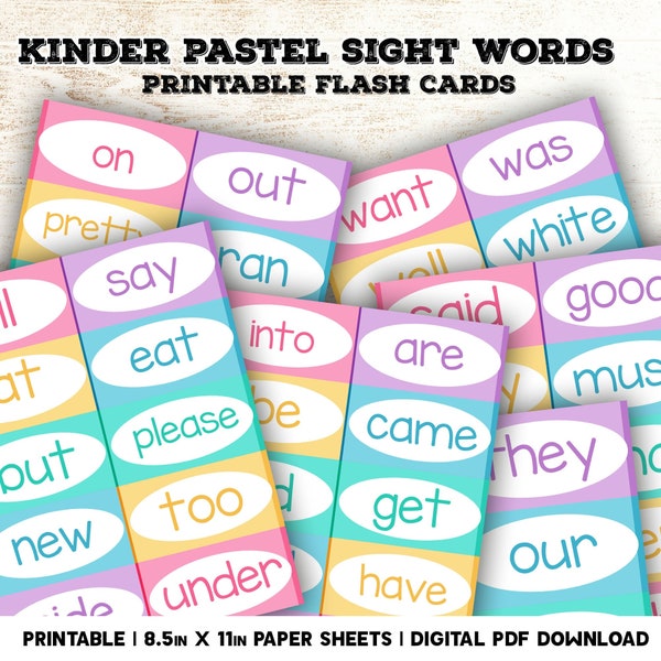100 Sight Words Flash Cards, Printable Learning Sheets, Printable PDF Sheets, Learning Flash Cards, Digital Downloads, Print At Home