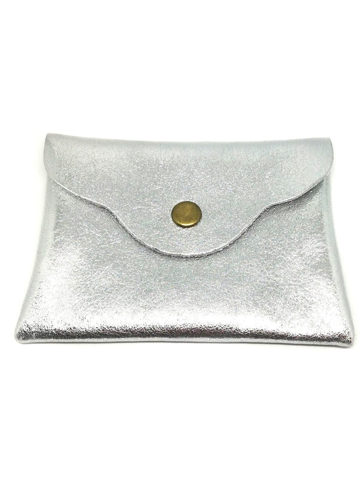 Monedero piel metalizado plateado para Detalle Boda Mujer| Monederos