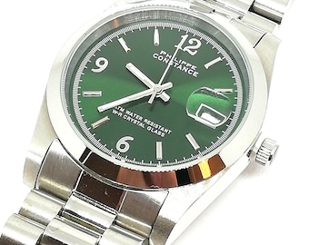 Watch men luxury metal watch - Silver Green - Quartz