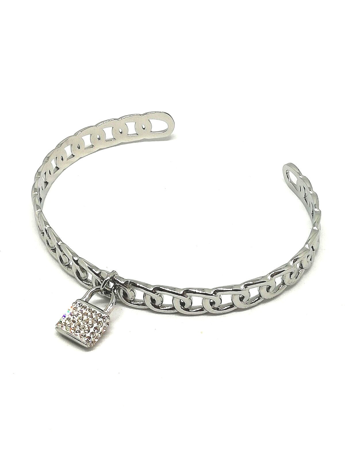 Bracelet Argent Rhodié Breloques coeur en nacre Ref. 55360