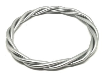 Silver Tibetan Buddhist Bangle Bracelet lucky charm semi-rigid braided