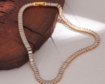 Grecia Collar - Zirconia - Acero Inoxidable - Collar Elegante - Gargantilla - Joyería de Moda