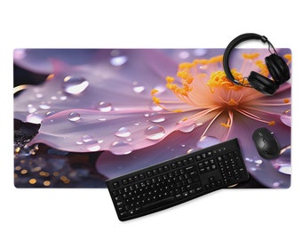 Flower with dew drops Gaming mouse pad