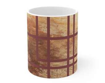 Mug 11oz abstract art  earth tones design