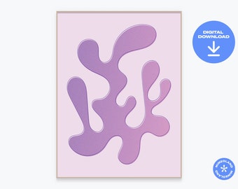 Minimalist Abstract Coral Art Print, Colourful Violet Purple Modern Wall Art, Digital Download Printable, Home Decor, Dorm, Office, Bedroom