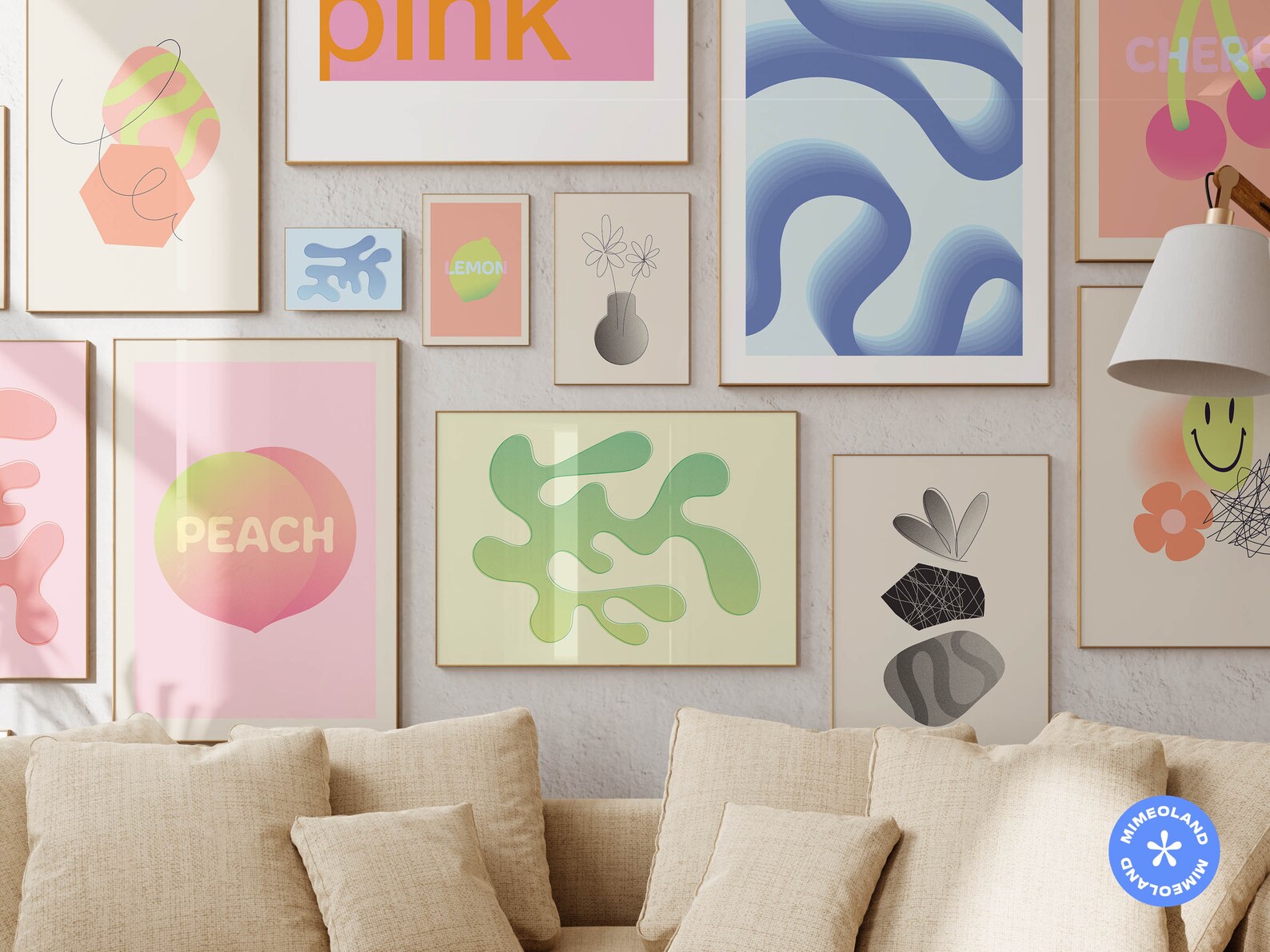 Set of 4 Minimalist Modern Fruit Art Print, Neon Colourful Trendy Wall ...