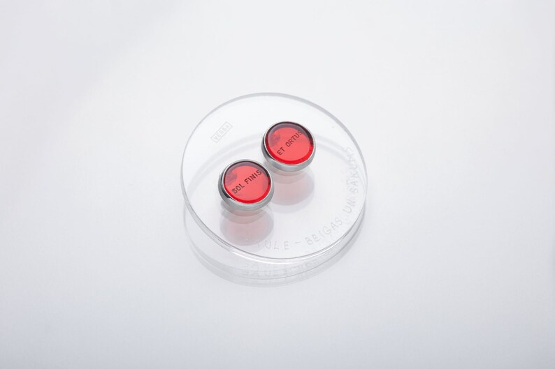 Red Sun Stud Earrings, Gift For Her, Acrylic Plexiglass Jewelry, Verba Mundus Earrings, Birthday Valentines Gift For Her image 5