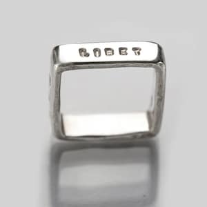 Verba Square Ring, Engraved Cube Ring, Ring Thumb ring With Message, Women Men Handmade Jewelry, Valentines Gifts, Rings For Women, Present