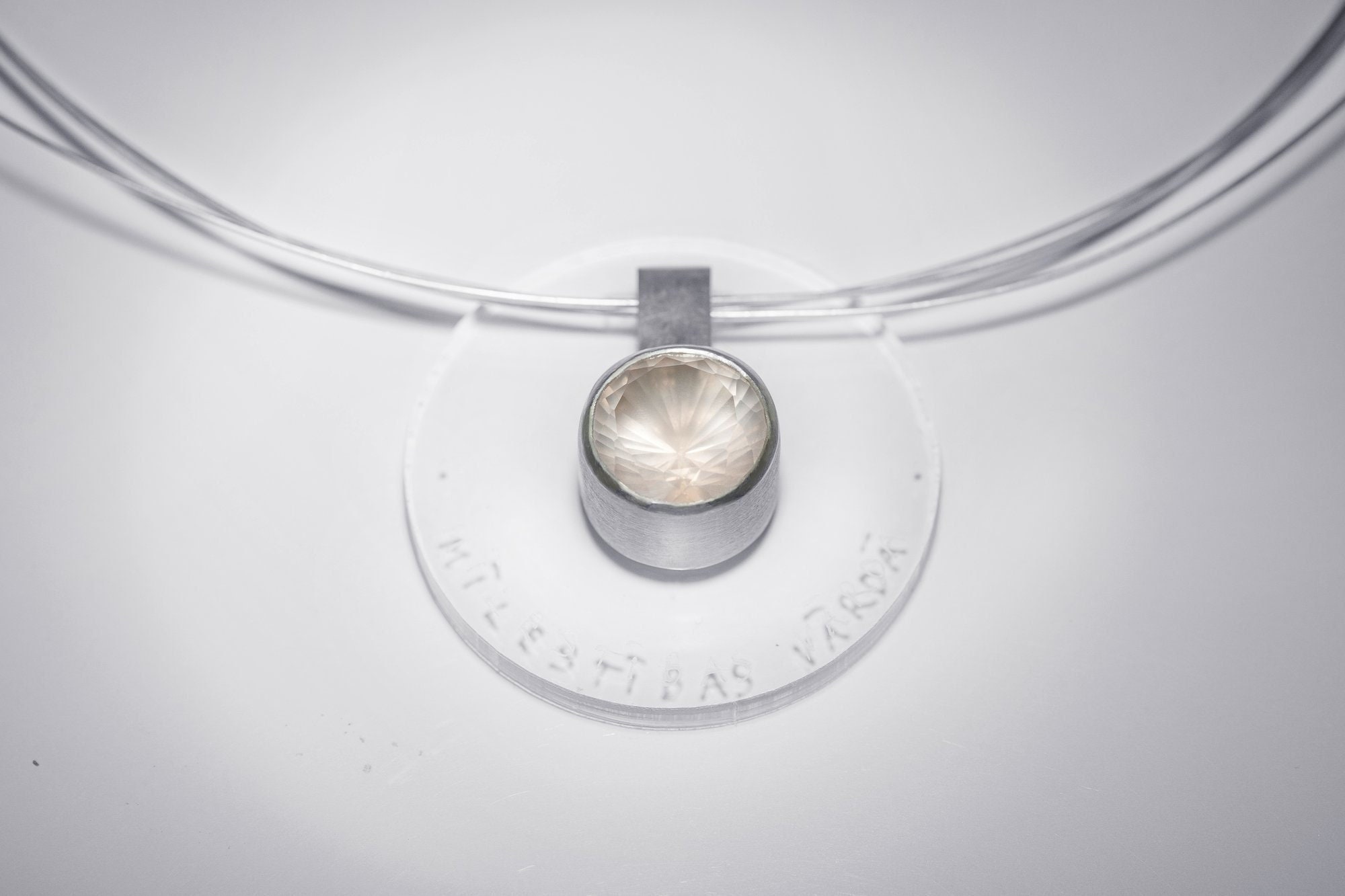 Verba Rose Quartz Love Wedding Necklace Pendant, Pink Silver Necklace, Verba Mundus, Gift For Her, Pendant With Text, 925 Sterling Silver
