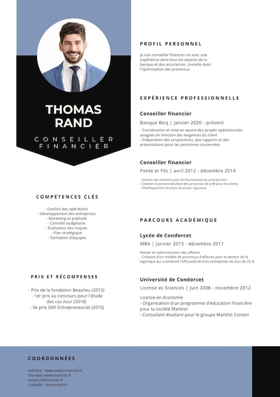 Modèle CV 11 Curriculum Vitae a Personnaliser Modifiable Etsy